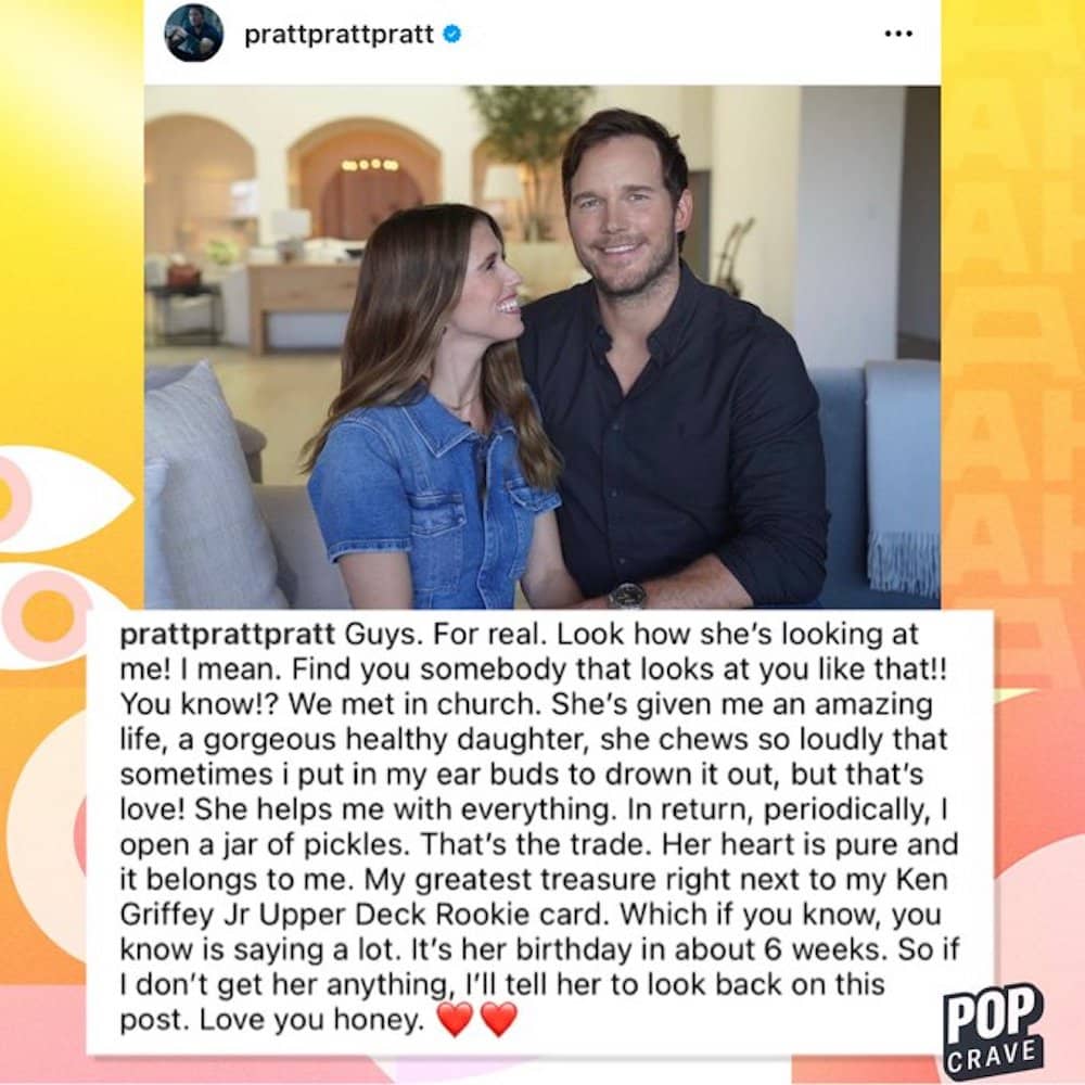 Chris Pratt ha scritto un messaggio romantico sua moglie